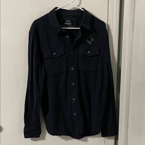 KUIU Navy Men’s Like New Wool Cotton Blend Button-Up Long Sleeve Textured Large